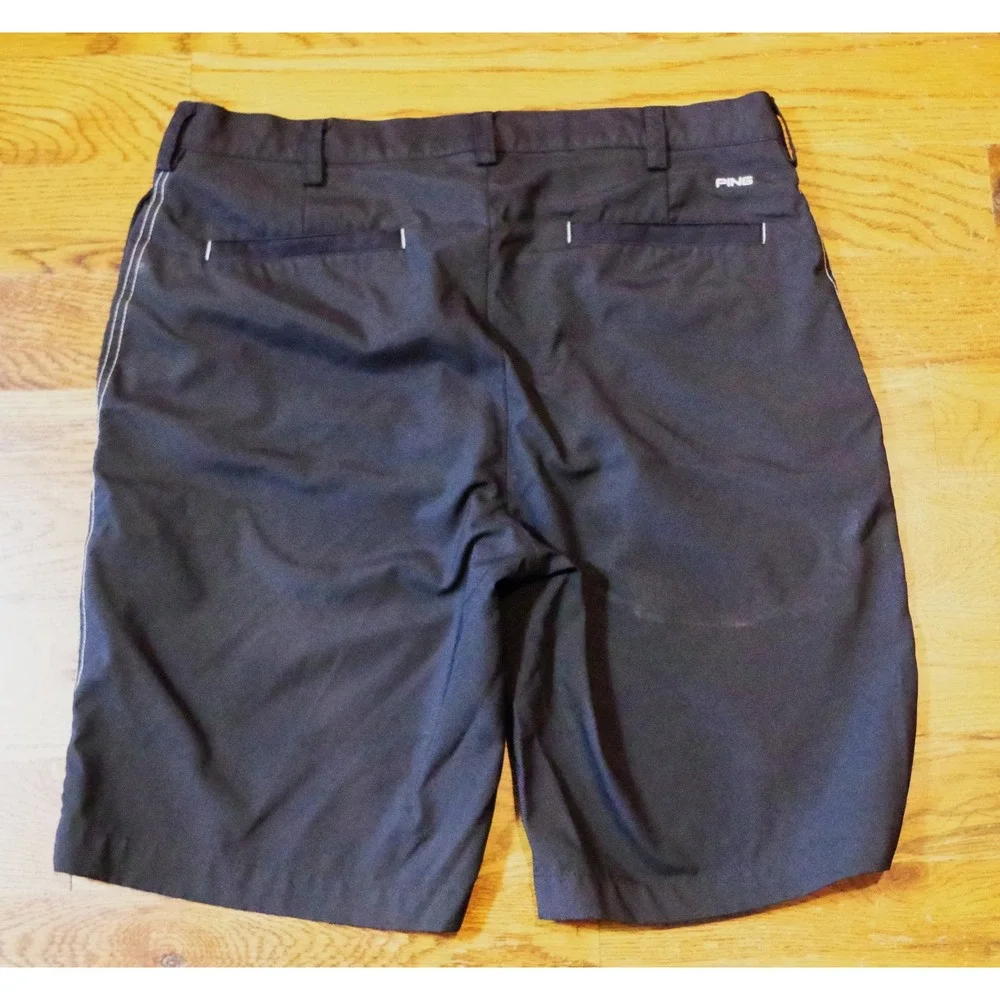 Ping Mens Golf Shorts Black Performance Flat Front Contrast Stitch Size 34